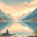 seseorang yang sedang membayangkan pantai yang damai dengan mata tertutup