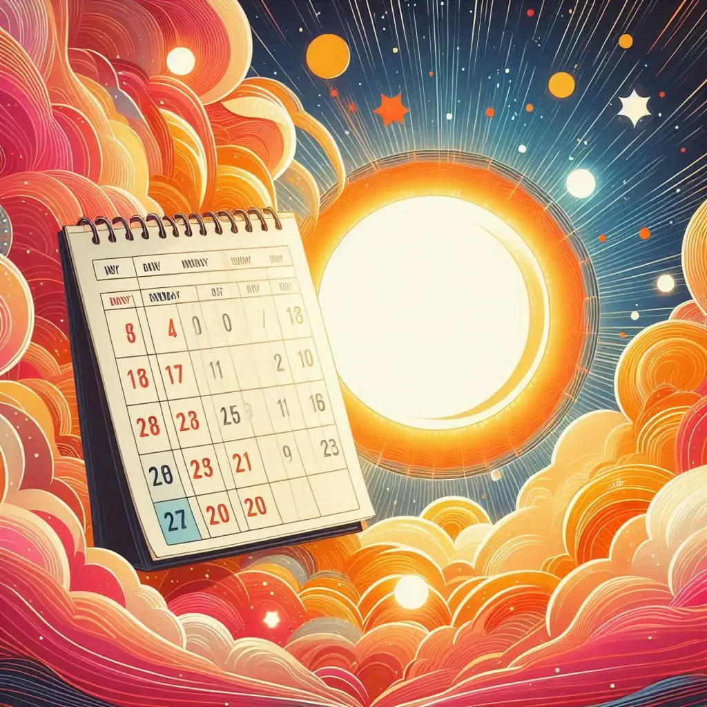 halaman kalender kosong dengan sinar matahari bersinar padanya