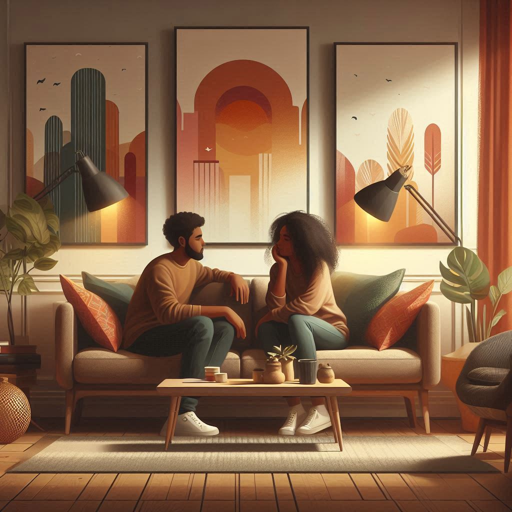 seseorang yang sedang mendengarkan pasangannya dengan penuh perhatian