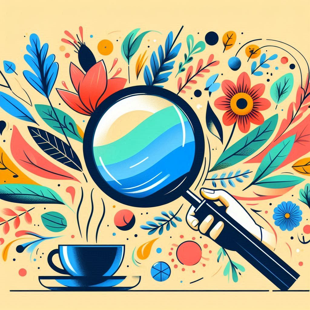 kaca pembesar melayang di atas objek kecil