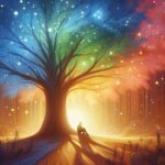 seseorang duduk di bawah pohon